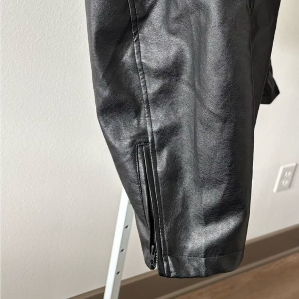 Rue 21+ Jacket 3X Retro Moto Zip Faux Leather Hood Mixed Media Streetwear Grunge - Picture 7 of 11